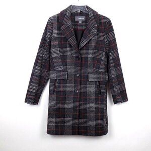 Liz Claiborne Pea Coat Size S Wool Blend Plaid